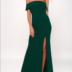 Forest Green Off-the-shoulder Dress